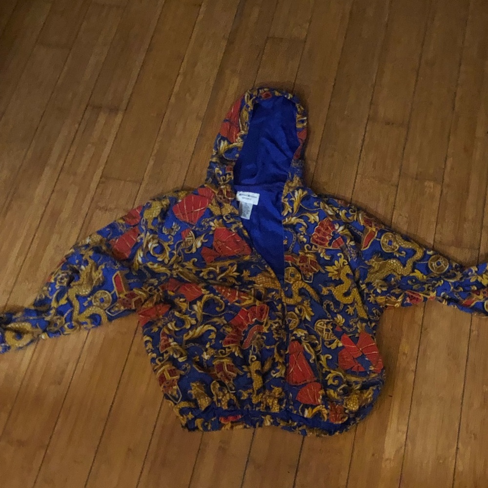 Silk dragon print hoodie